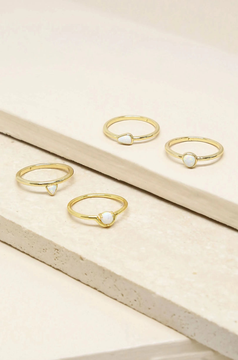 White Opal Ring Set