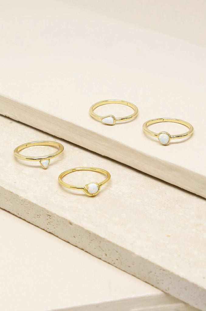 White Opal Ring Set 