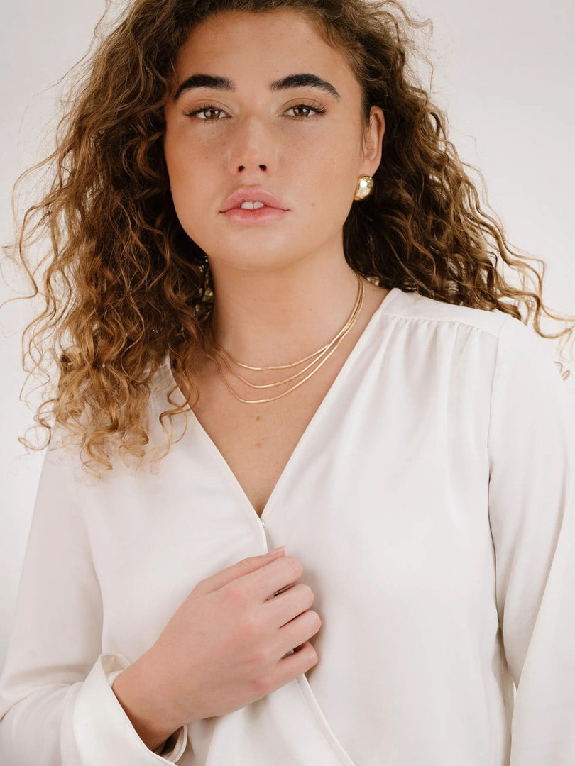 Gold layered chain necklace set