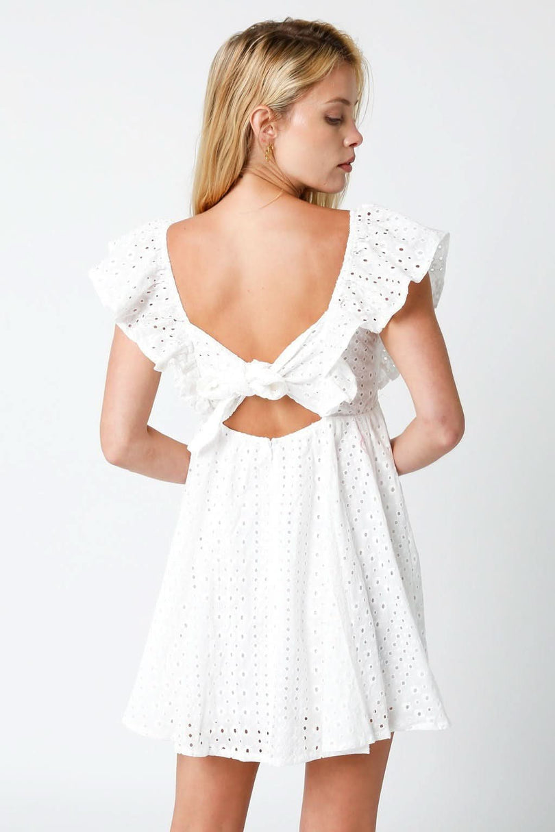 White Eyelet Mini Dress