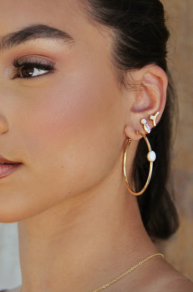Ettika A Drop Of Opal 18k Gold Hoop Earrings 