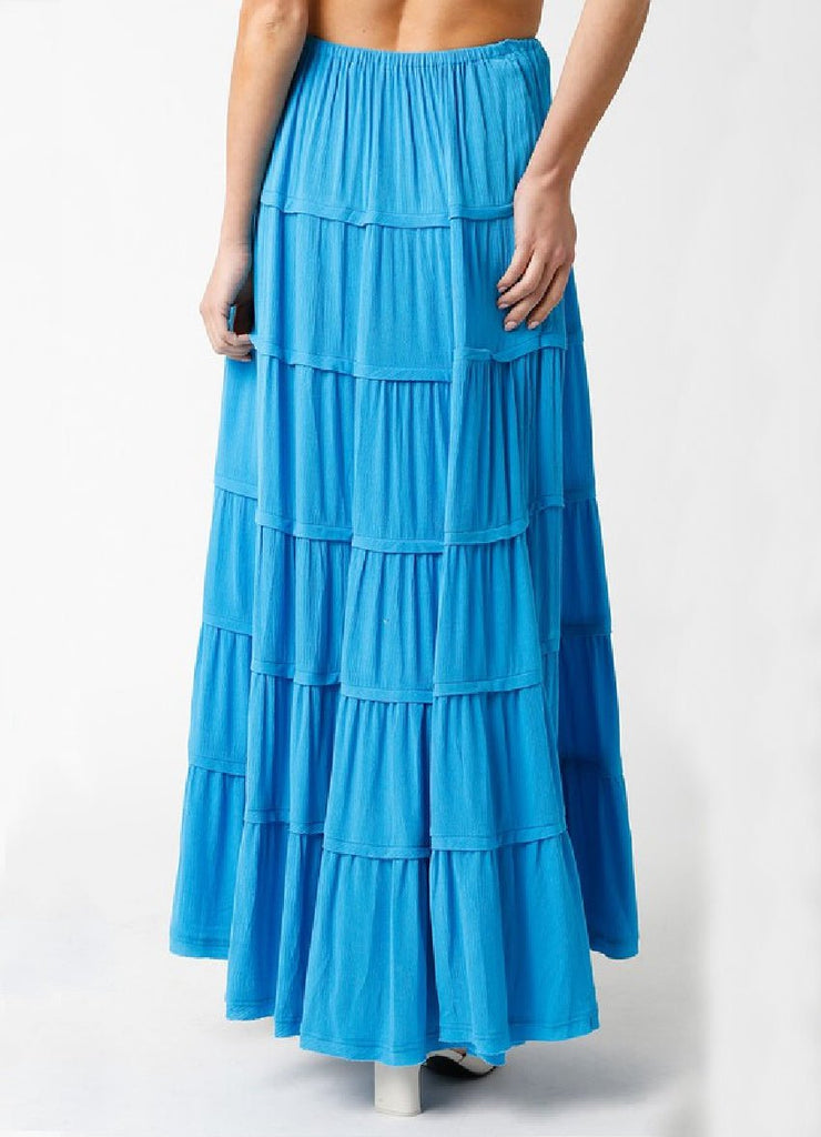 Aqua Blue Tiered Maxi Skirt