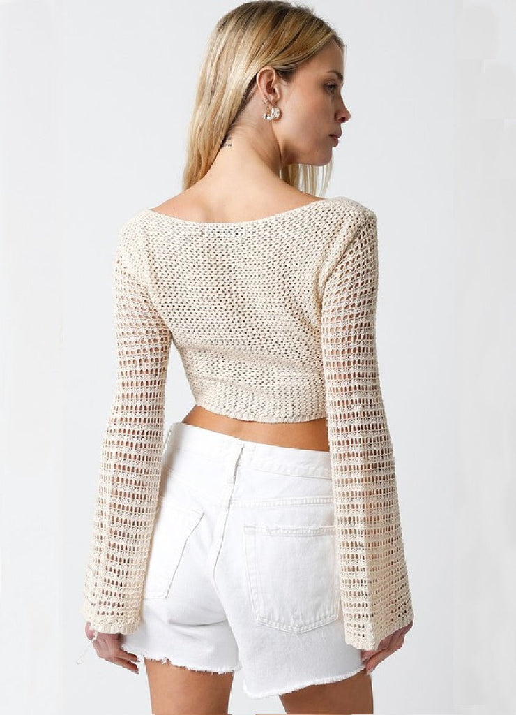 Beige Crochet Cover-Up Top
