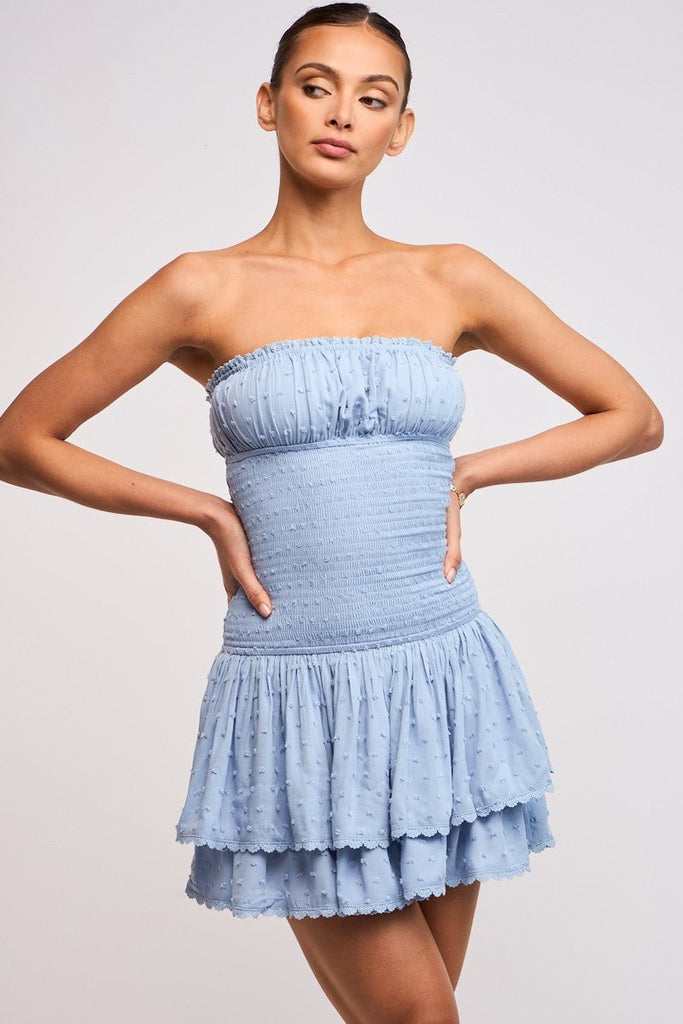 Blue Strapless Mini Dress