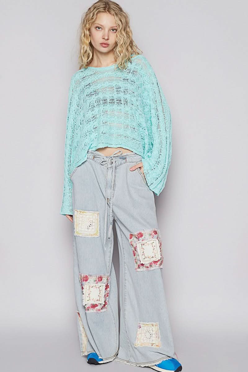 Aqua Blue Oversized Sweater