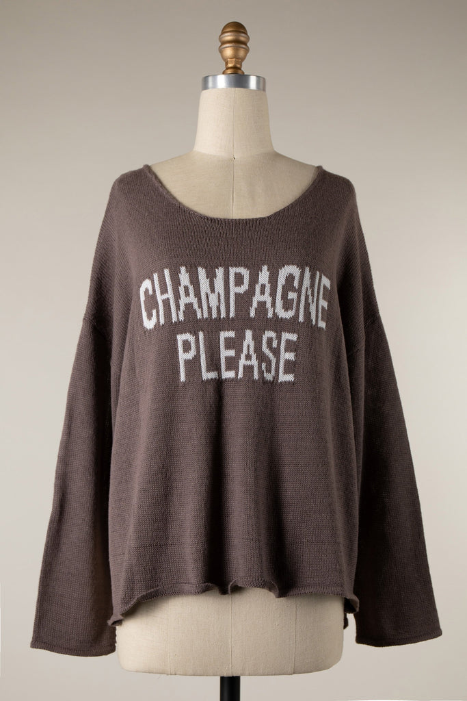 Charcoal Champagne Please Graphic Sweater