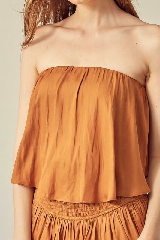 Satin Strapless Romper Dress