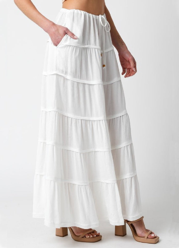 White Boho Maxi Skirt