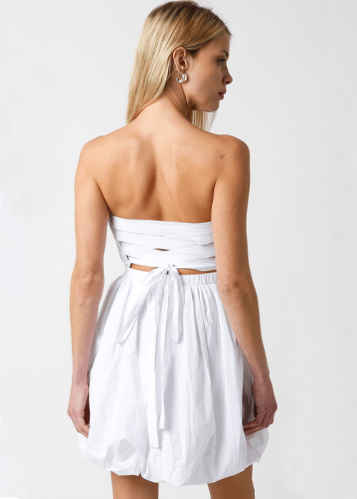 White Lace-Up Back Dress