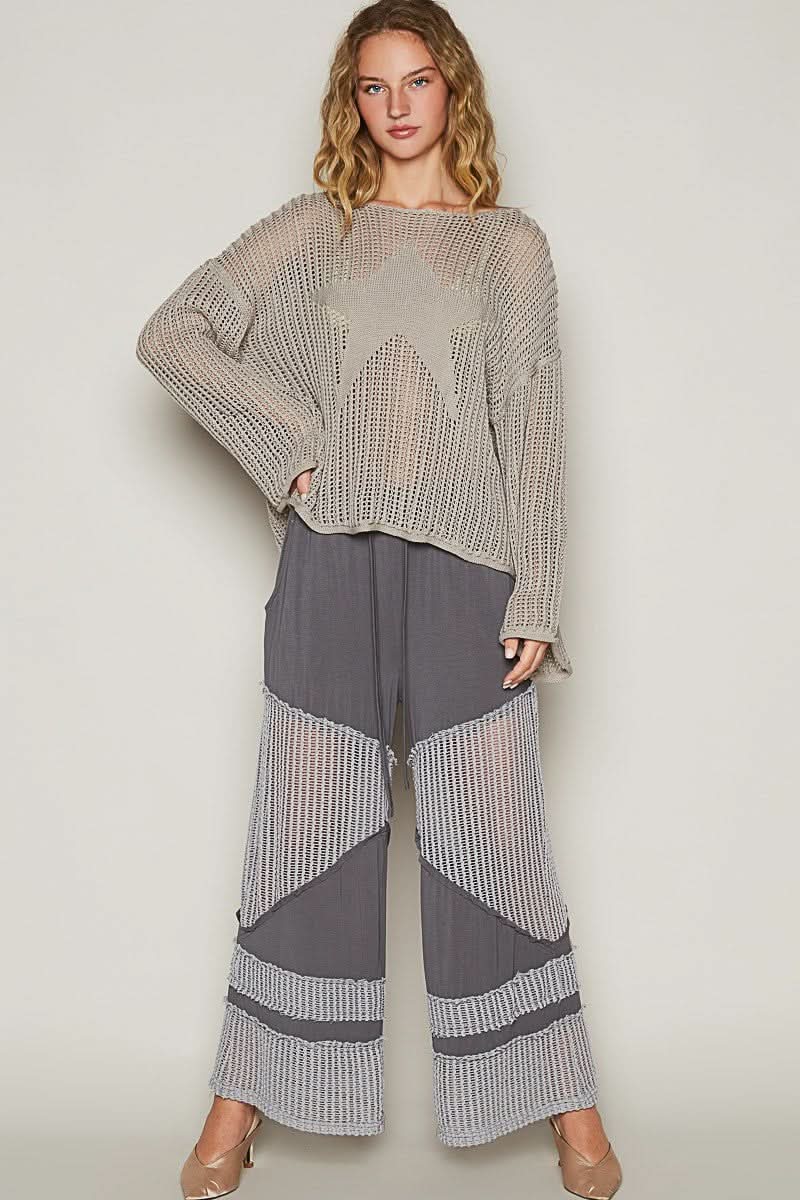Grey Sheer Star Sweater