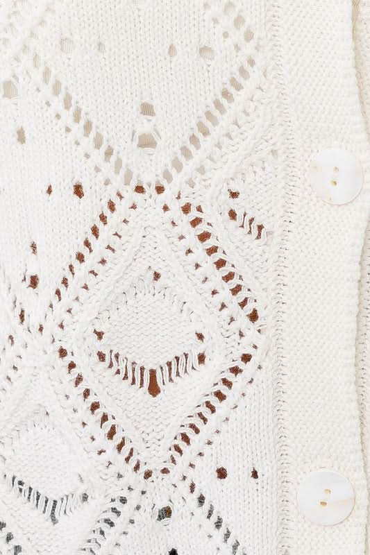 Crochet white Button-Up Top