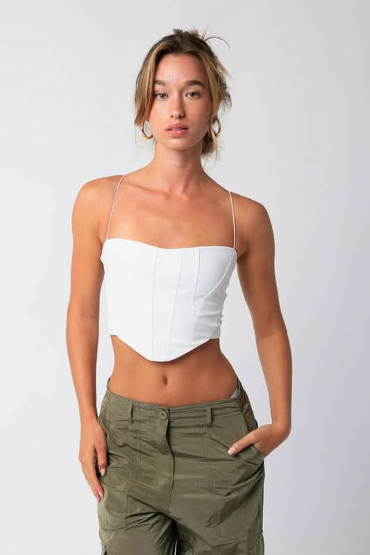 White Vegan Corset Crop Top