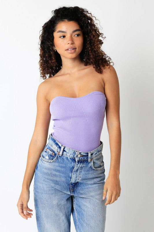 Lilac Strapless Sweater Top