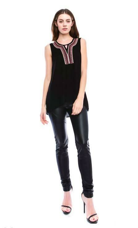 Embroidered Sleeveless Top