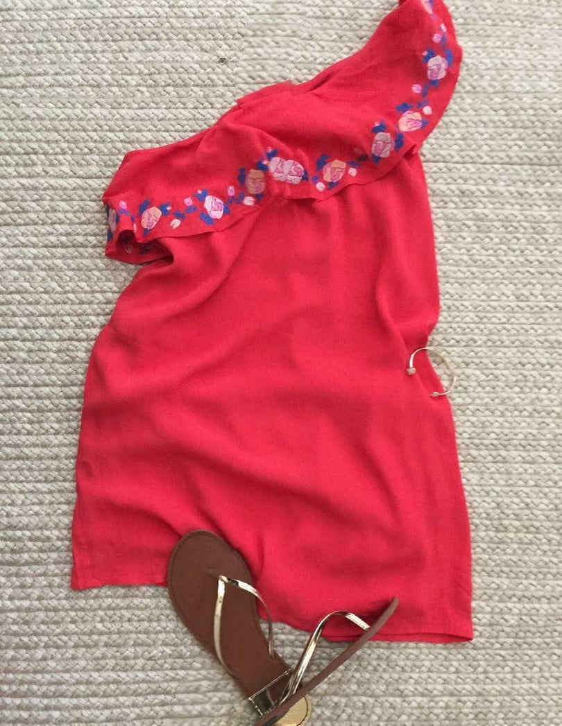 One Shoulder Ruffle Dress