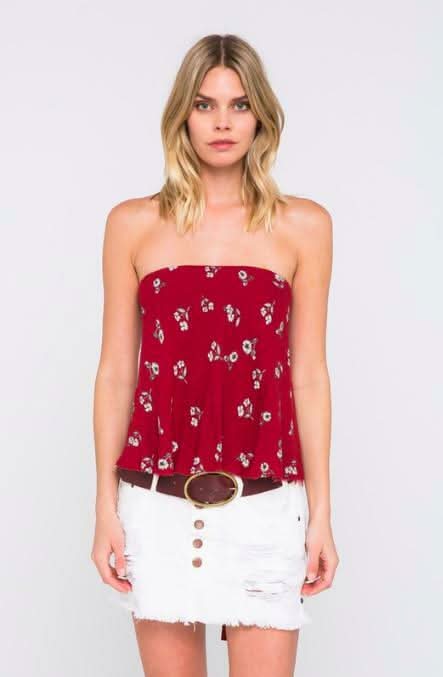 Strapless Floral Tops