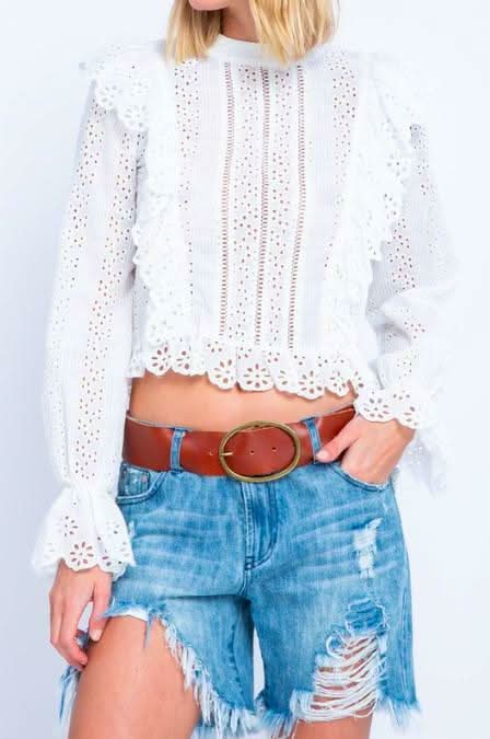 Bridget White Eyelet Lace Top -  BohoPink