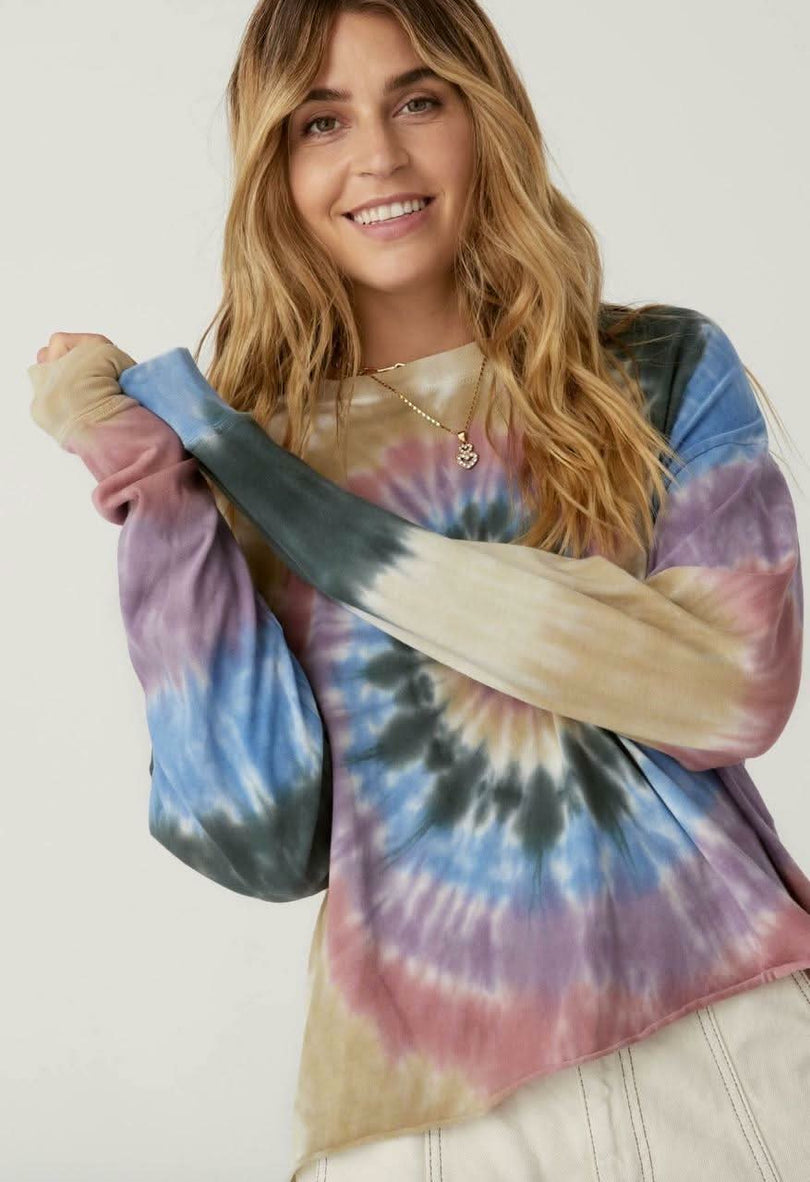 Tie Dye Long Sleeve Crop Top