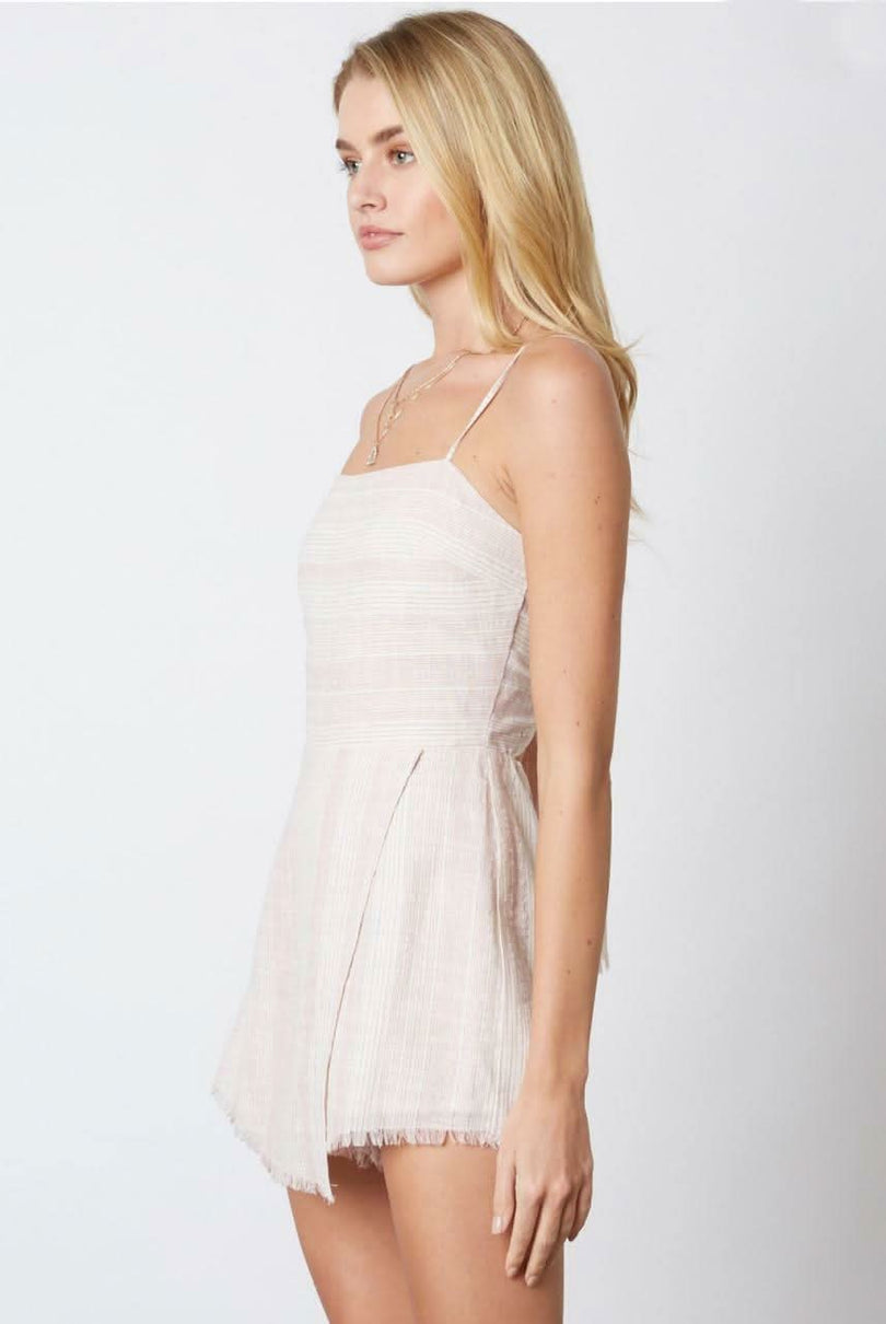 Pink and White Striped Romper