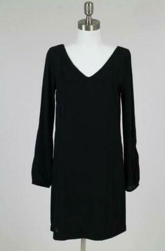 Black Cold Shoulder Long Sleeve Shift Dress
