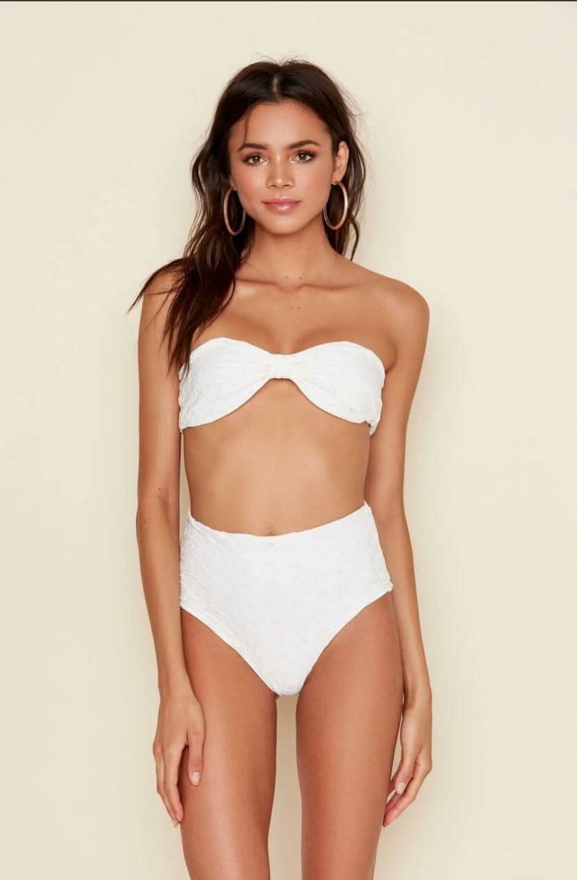 White Eyelet Bikini Top
