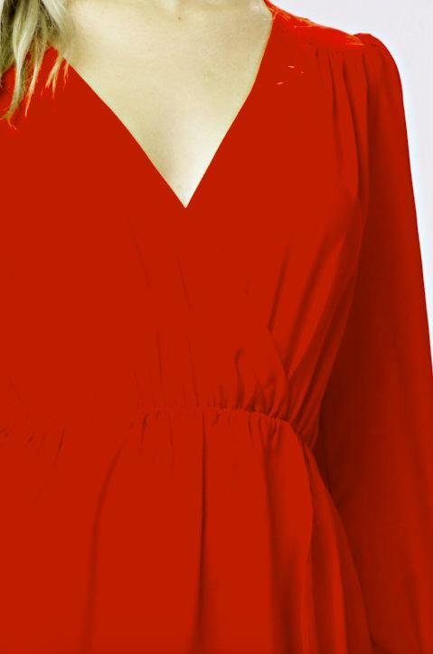 Hannah Cranberry Red Long Sleeve Wrap Dress -  BohoPink