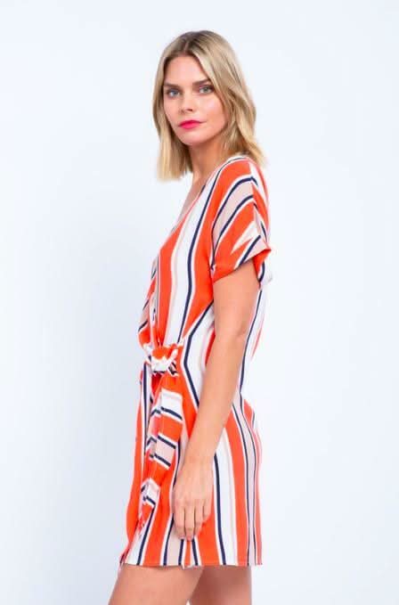 Striped Wrap Mini Dress