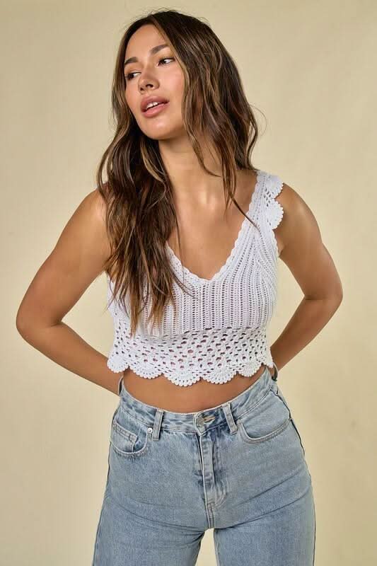 White Crochet Tops