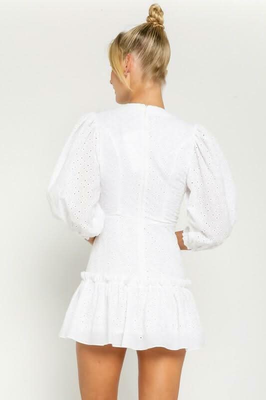 White Eyelet Mini Dresses