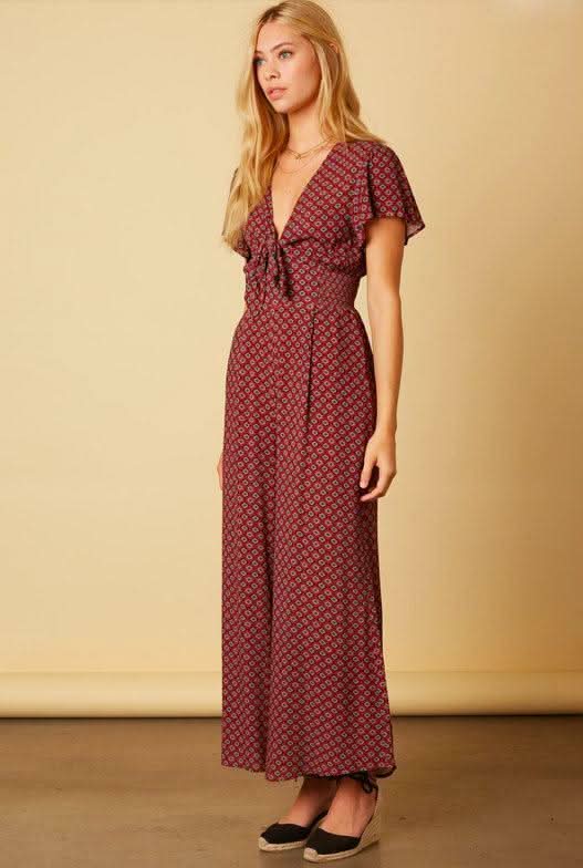 Bella Mia Burgundy Print Jumpsuit from our bohemian clothing collection