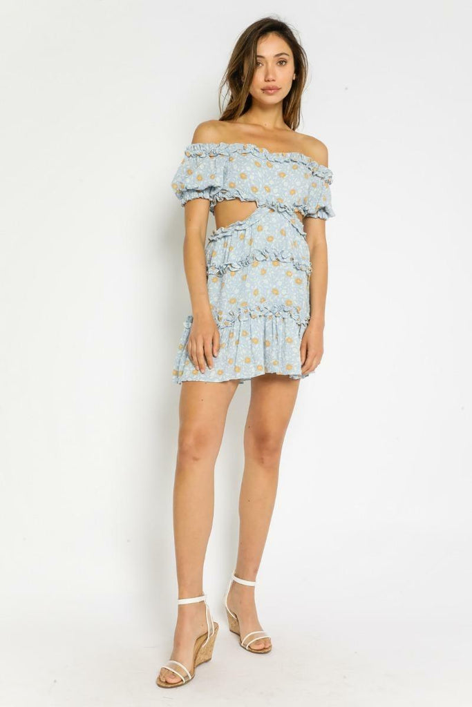 Floral Off-the-Shoulder Tiered Mini Dress
