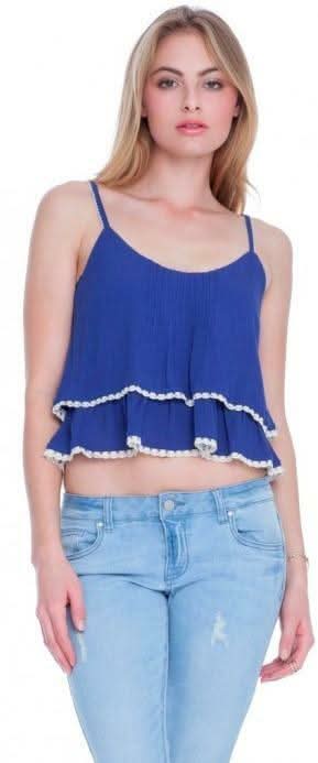 Blue Ruffle Crop Top