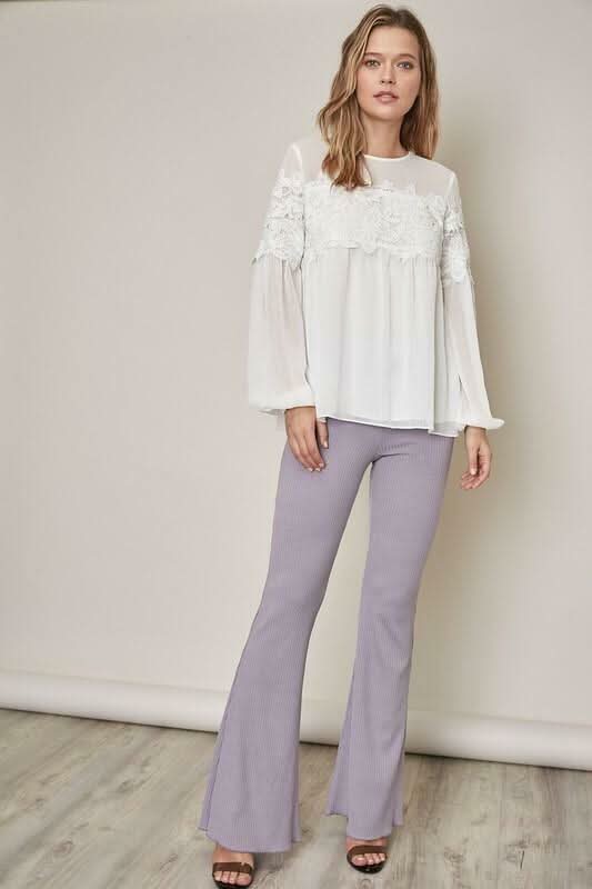 White Lace Long Sleeve Blouse