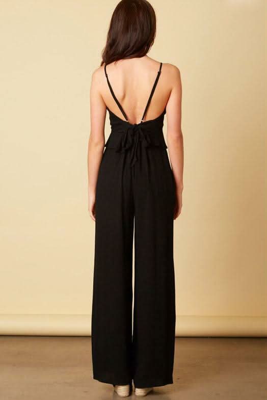 Glamorous Scene Black Tie Front Jumpsuit -  BohoPink