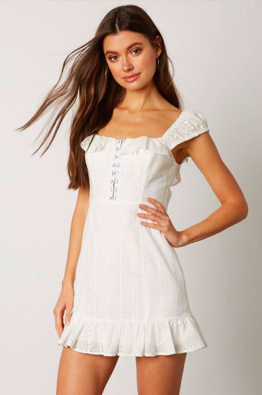 White Eyelet Mini Dress