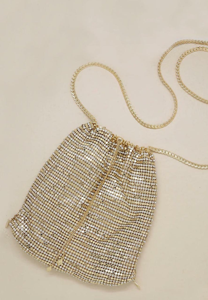 Gold Shimmer Pouch with Gold Shoulder Chain -  BohoPink