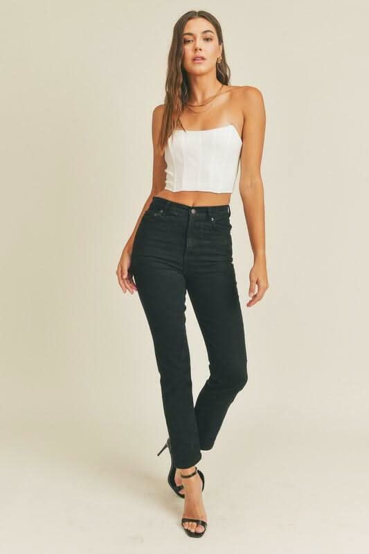 Charlie White Strapless Crop Top -  BohoPink