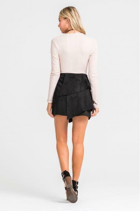 Cute Black Suede Mini Skirt