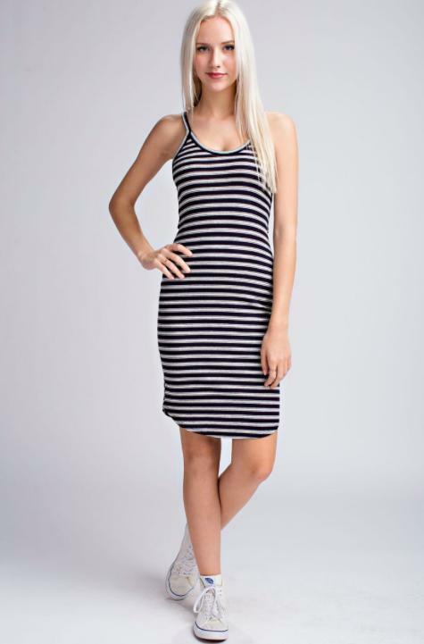 Navy and White Striped Tank Dress