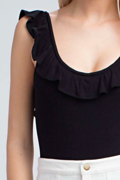 Black Ruffle Bodysuit