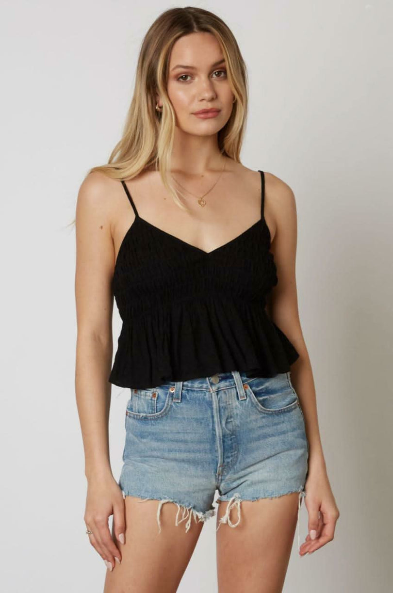 Black Ruffle Crop Top