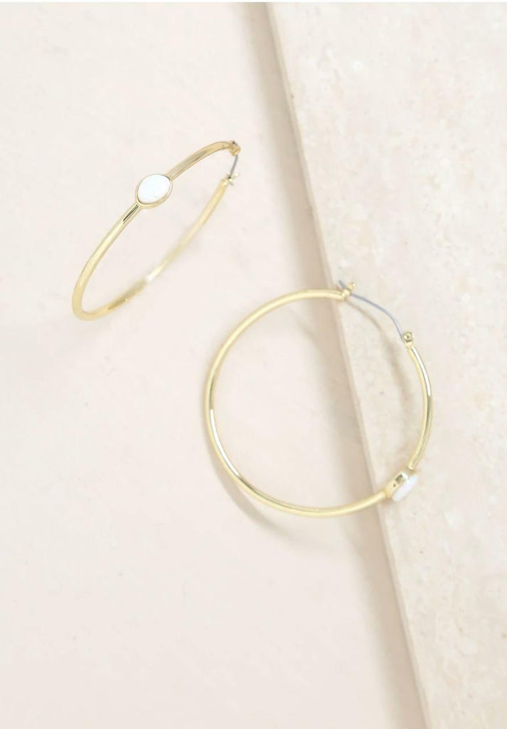 A Drop Of Opal 18k Gold Hoop Earrings -  BohoPink