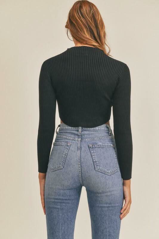 Cozier Mode Black Ribbed Knit Cropped Sweater -  BohoPink