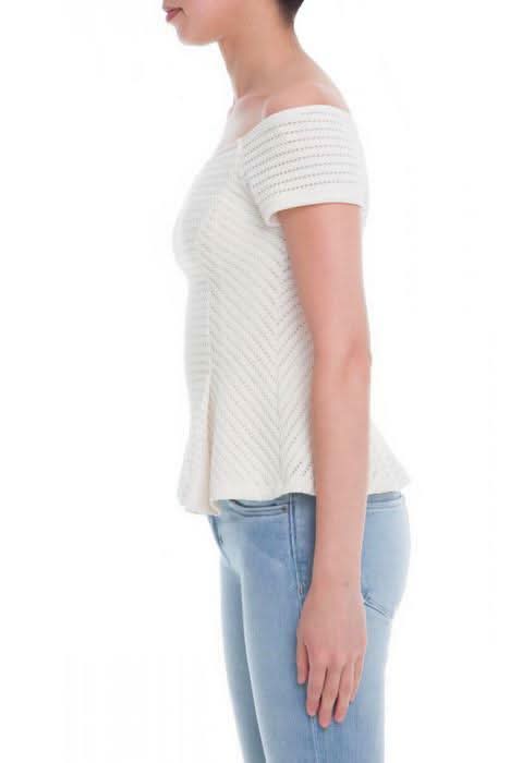 White Off-the-Shoulder Peplum Top
