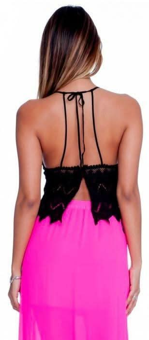 Black Boho Halter Tops