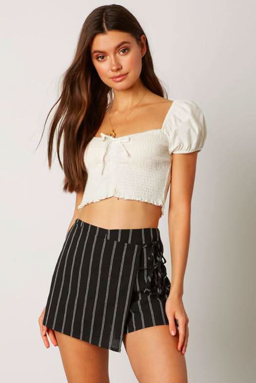 Black Striped Skort