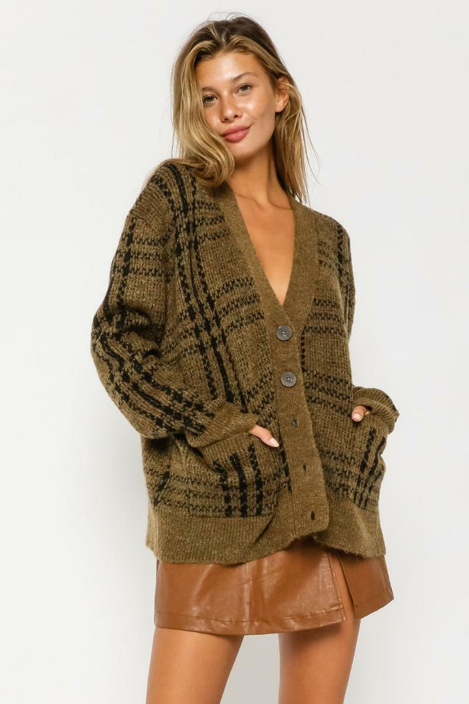 Plaid Cardigan Sweater