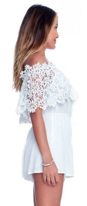 Off-The-Shoulder White Romper