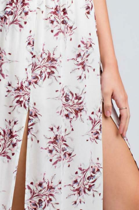 I Adore White Floral Print Off-the-Shoulder Maxi Dress -  BohoPink