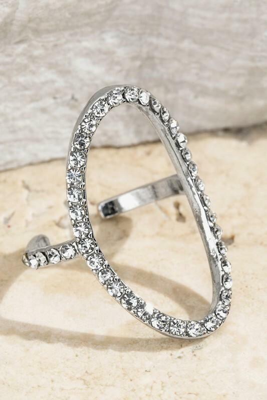 Gloriana Silver Pave Open Oval Ring -  BohoPink